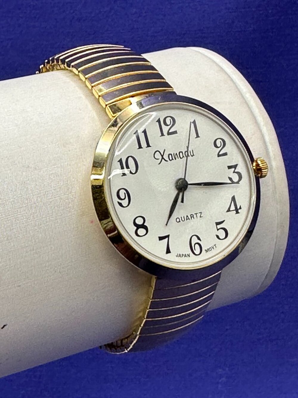 Xanadu Gold-Tone Expandable Quartz Watch.  Fresh Battery